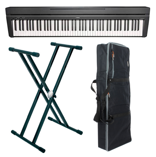  Yamaha P125 - Piano digital de acción con 8 teclas con fuente  de alimentación y pedal de sustain : Instrumentos Musicales